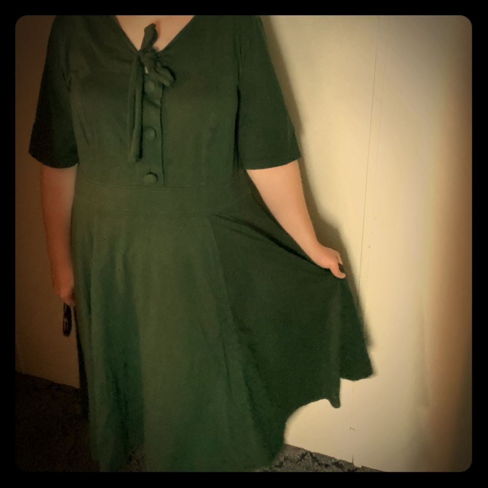 Eshakti Plus Green Vintage Tie Dress